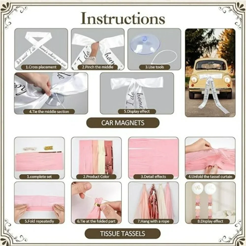 20 Pcs - Just Married Car Decorations I